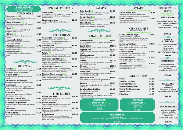 West Bromwich Menu – Turquoise